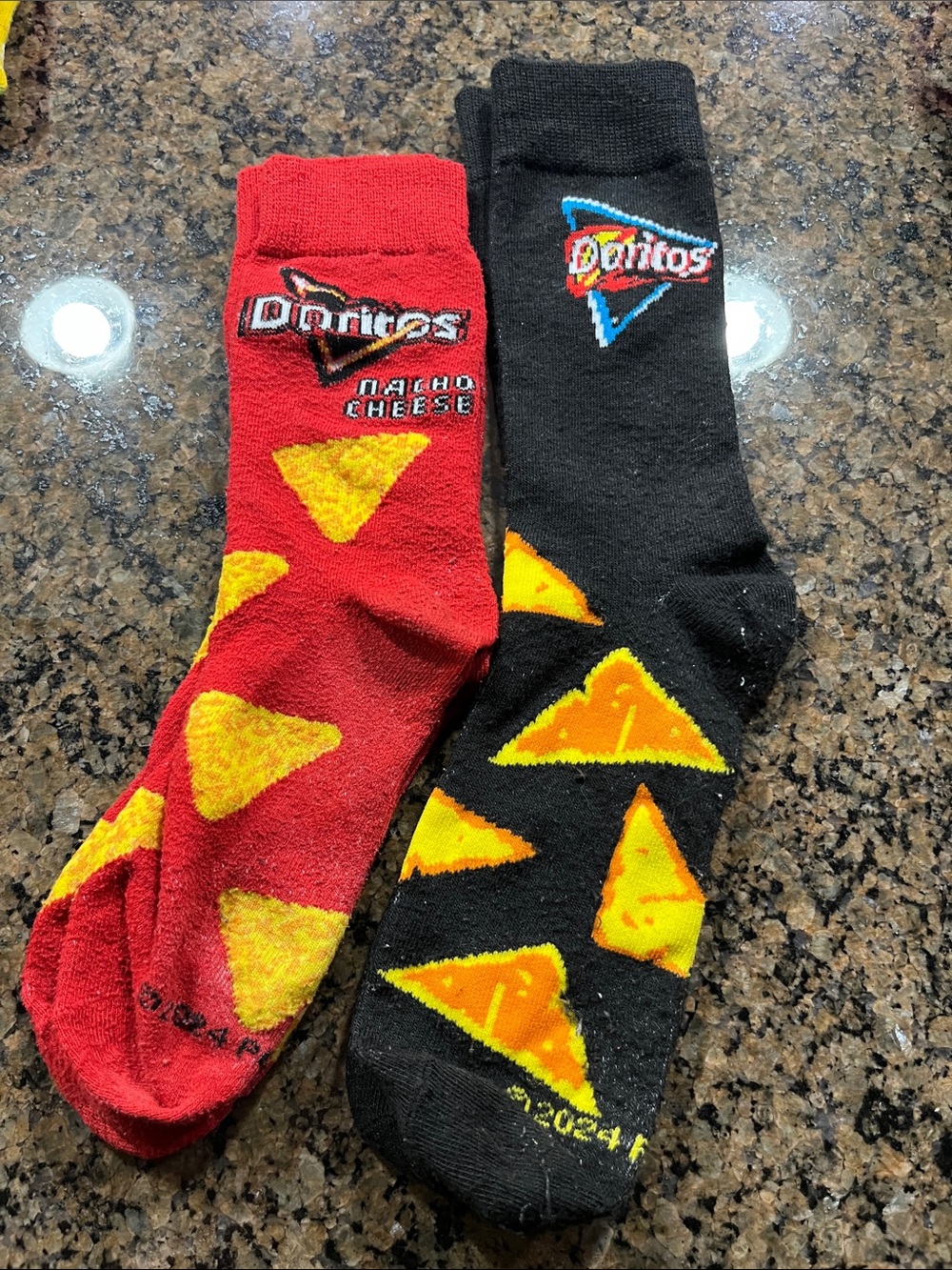 Men’s Crew Socks – Red & Black Nacho Cheese Triangle Design